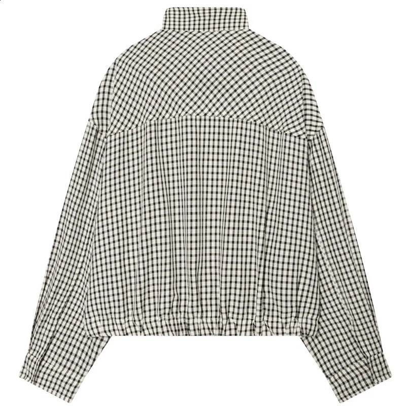 HXAO Plaid Bomber Jacket Womens Jacket Spring Autumn 2026 Crop Oversized Long Sleeve Top Casual Zipper Outerwears Outdoor Coats 260627 - view 4