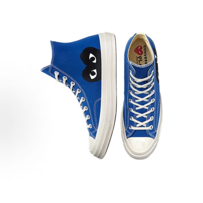 CDG Play X Converse 1970s Chuck Taylor All Star 70 High Top Canvas Shoes Kawakubo Rei Trendy Wear Resistant Lightweight Shock Absorbing Sneakers Men W