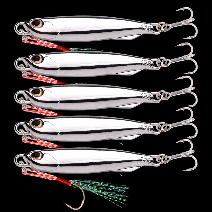5pcs 10g 15g 20g 25g 30g Plating Silvery Metal Jig Lure Sea Fishing Bait Fishing Lure Saltwater Bass Tackle 260627 - view 3