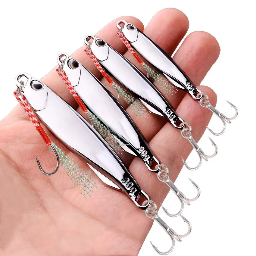5pcs 10g 15g 20g 25g 30g Plating Silvery Metal Jig Lure Sea Fishing Bait Fishing Lure Saltwater Bass Tackle 260627