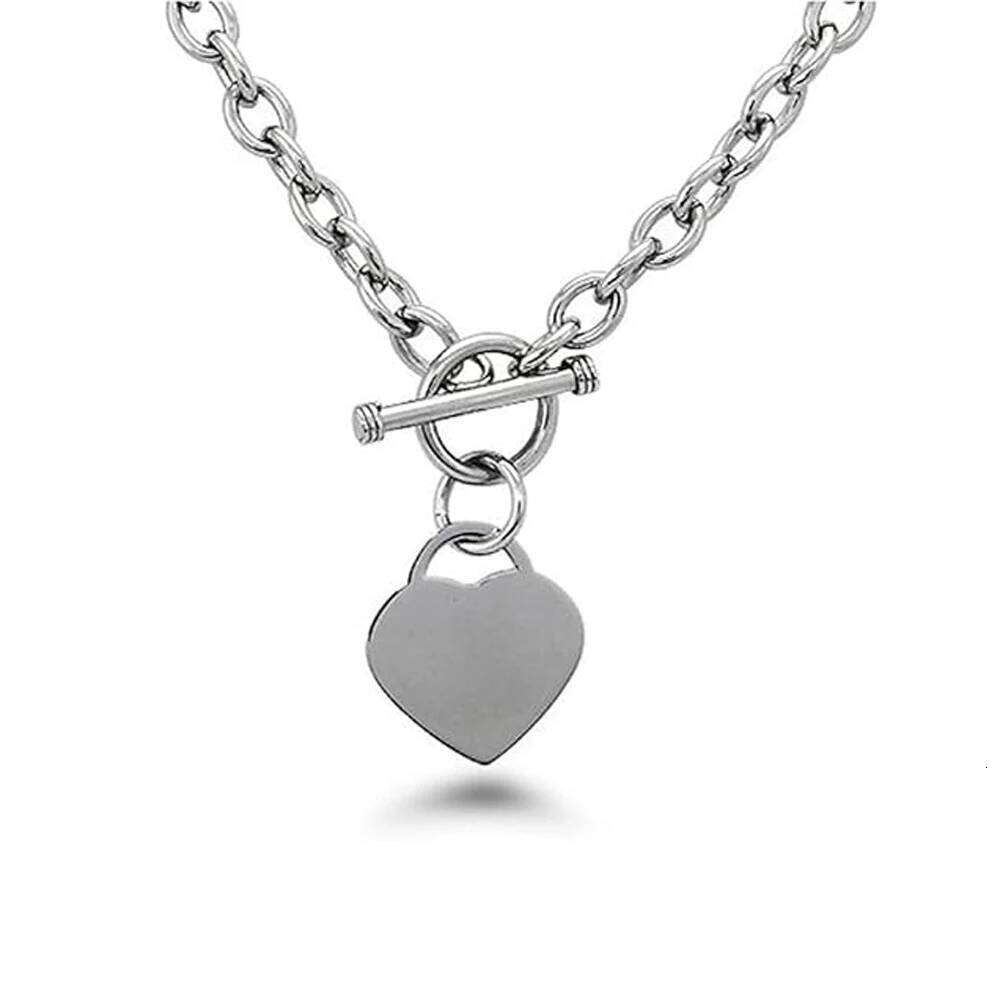 Stainless Steel Heart Charm Cable Chain Bracelet Set with Toggle Clasp Punk Rock Collar Necklace for Women Men