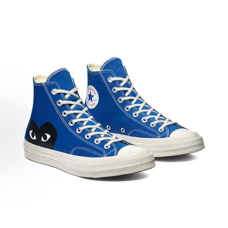 CDG Play X Converse 1970s Chuck Taylor All Star 70 High Top Canvas Shoes Kawakubo Rei Trendy Wear Resistant Lightweight Shock Absorbing Sneakers Men W