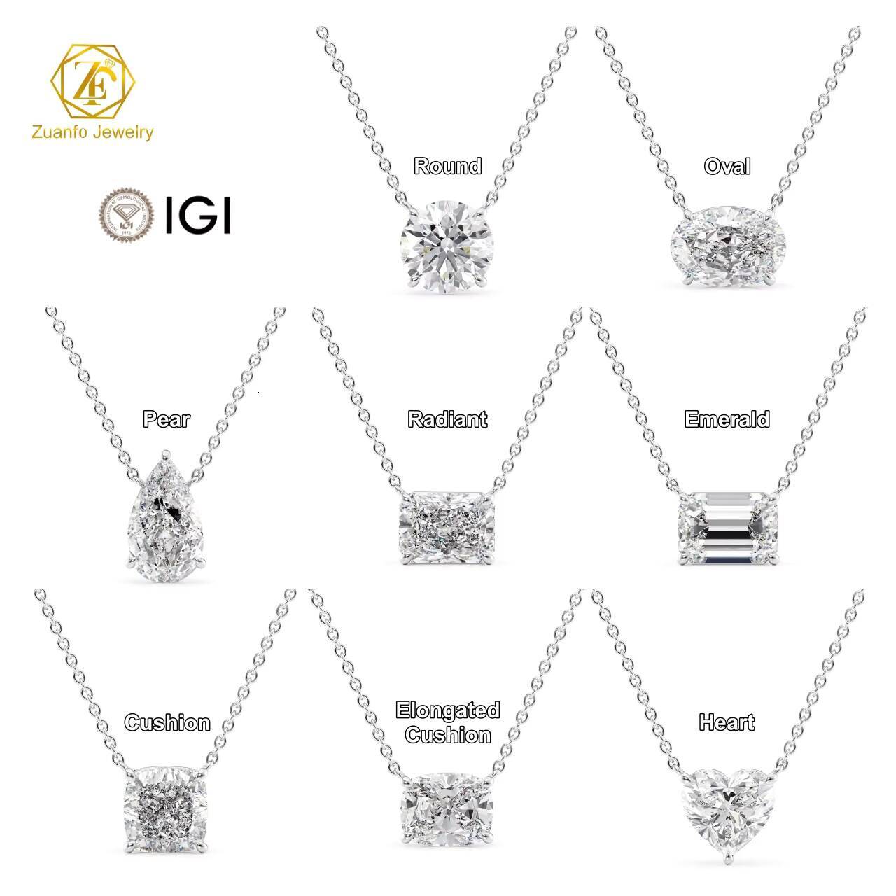 IGI Certificate 14K 18K Solid Gold 1ct 15ct 5ct CVD Pear Round Oval Lab Grown Diamond Solitaire Pendants Necklace Fine Jewelry - view 5