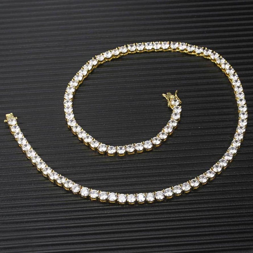 designer necklaces gold moissanite necklace cuban link chains 3mm Hip Hop VVS Moissanite Chain Lab Diamond Tennis Necklace for Men 925 Sterling Silver