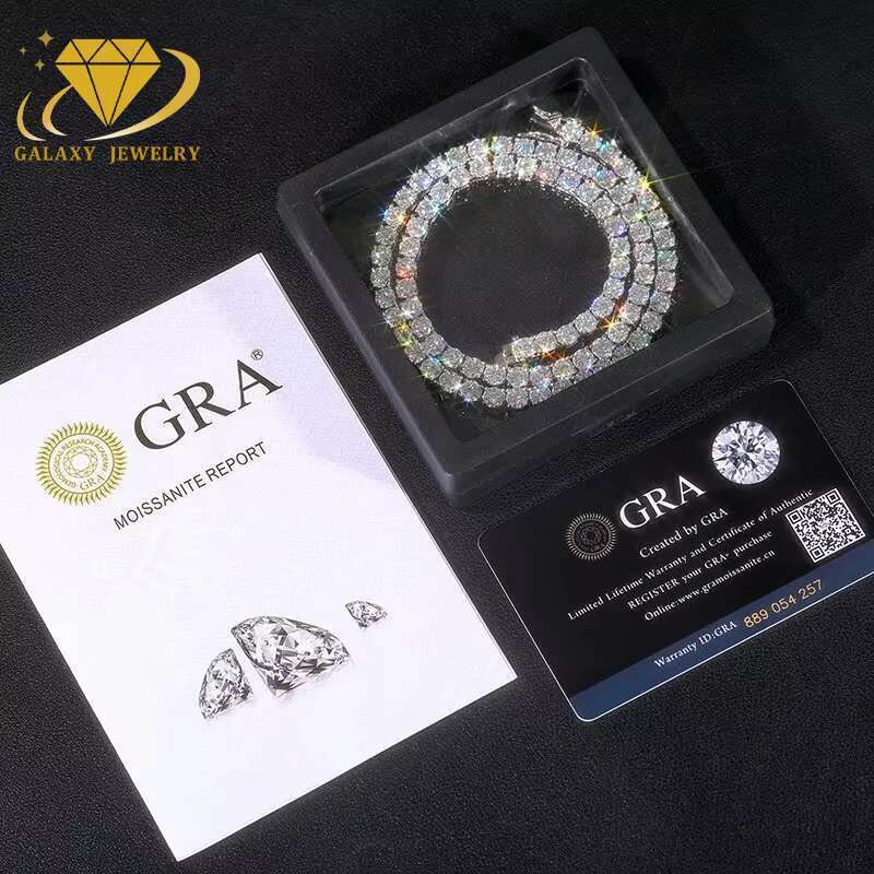Hot Sale Iced Out 2mm 3mm 4mm 5mm 6mm Round Cut Lab Created Moissanite Diamond Tennis Chain Necklace Bracelet Women Men - view 4