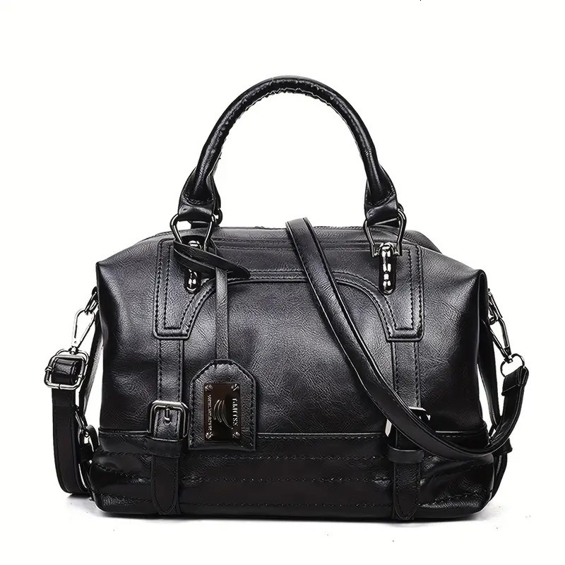 Designer bag Large Capacity Genuine Texture Oil Wax Leather Boston Women's Handbag Shoulder Crossbody Bag - view 5