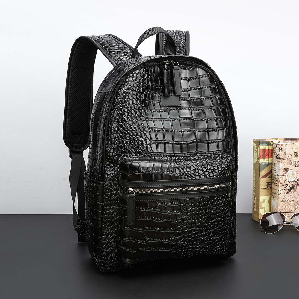 Luxury Premium Backpack 2026 New Women's Crocodile Embossed Large Capacity Backpack, Fashion Versatile Soft Leather Commuter School & Laptop Bag