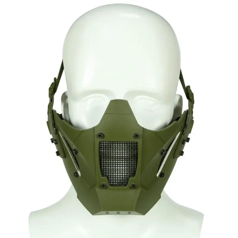 Tactical Half Face Mesh Mask Camo Airsoft Mask Protection with Adjustable Straps Impact Resistant for Paintball CS Game Cosplay