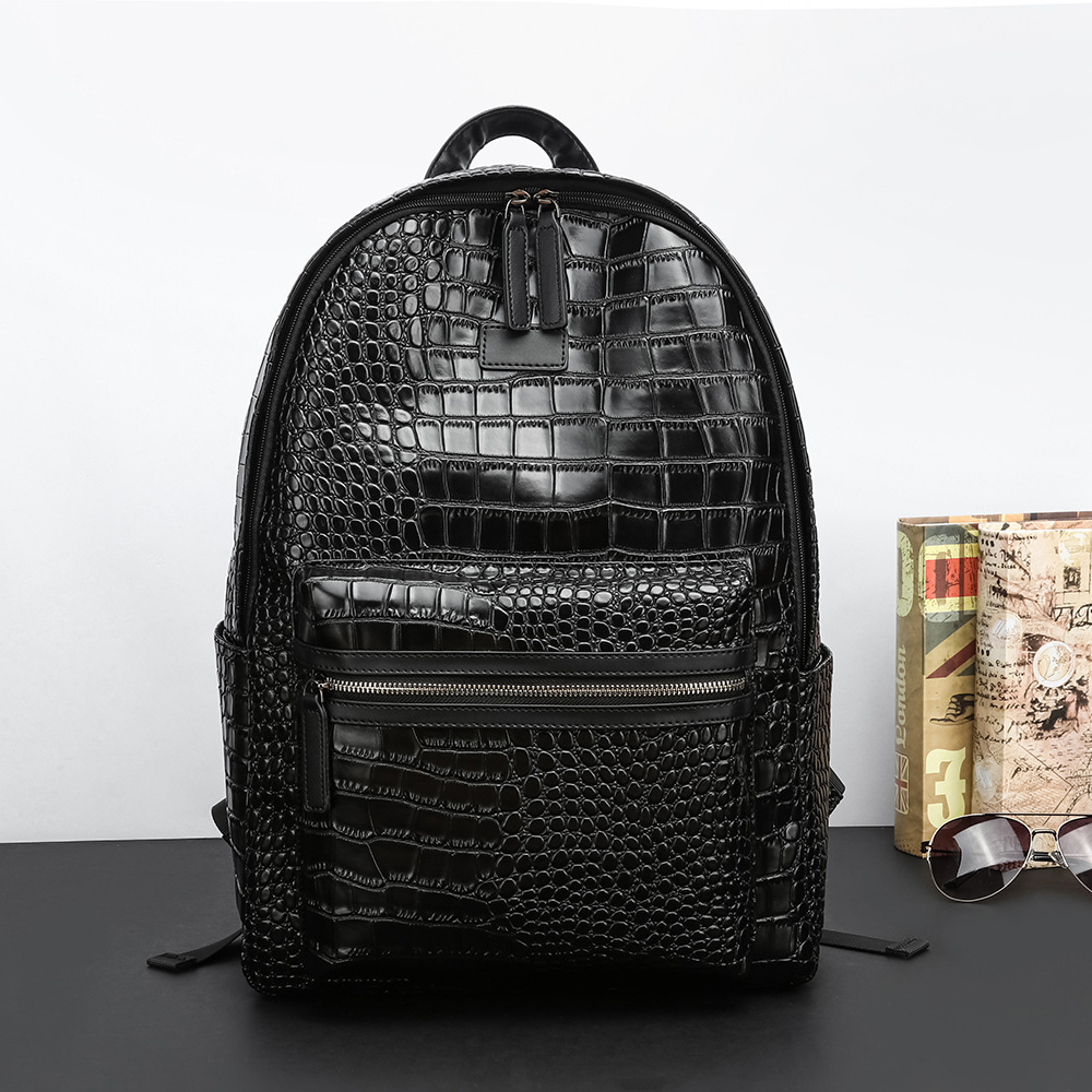 Luxury Premium Backpack 2026 New Women's Crocodile Embossed Large Capacity Backpack, Fashion Versatile Soft Leather Commuter School & Laptop Bag - view 3