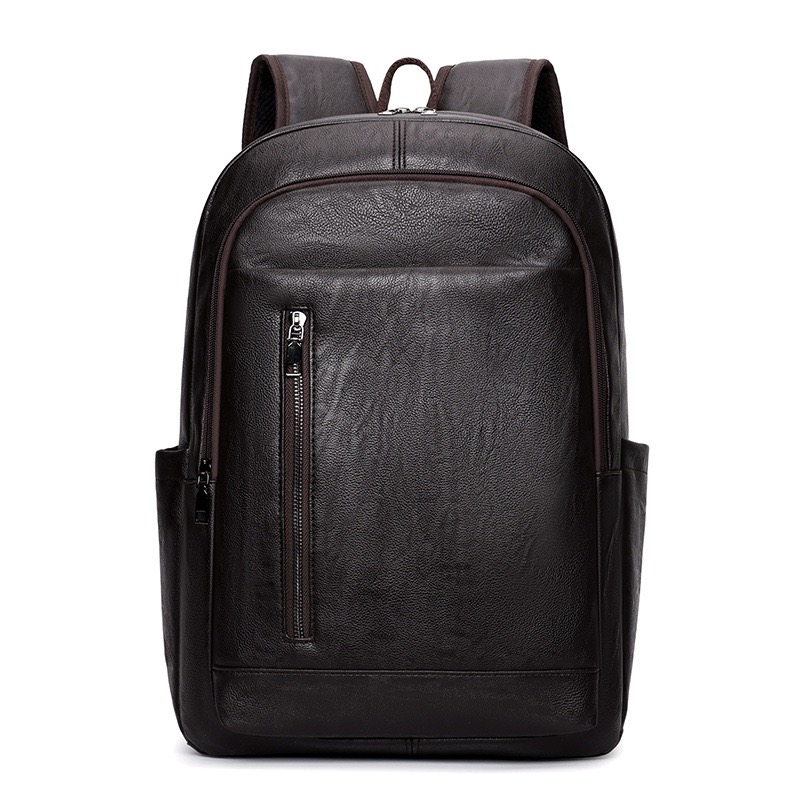 Men Business Backpack Large Capacity Laptop Backpack Waterproof Travel Bag Casual PU Leather School Bag College Student Daypack Minimalist Computer Ba