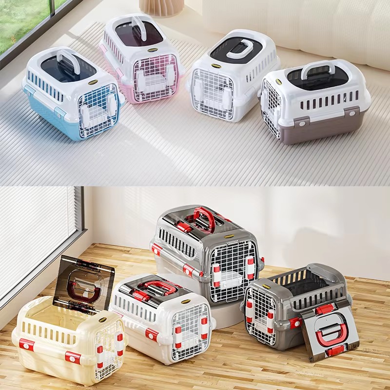 LBY Large Pet Travel Carrier with Top Window, Hard Sided Cat Dog Crate, Airline Approved Portable Pet Kennel for Small Medium Pets Vet Trip
