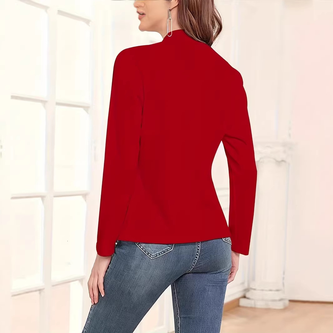 Women's Thin White Blazer Summer Autumn Slim Fit Long Sleeve Open Stitch Office Coat Tops Black Ladies Fashion Outwear Long-Sleeve Blazer Jacket - view 5