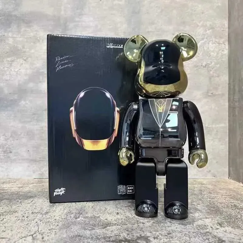 Bearbricks Daft Punk Cyberpunk 400% 1000 Statua Decorativa Orso Grizzly Giuntato Collezione Bright Face Mo2403 Lpi999-image