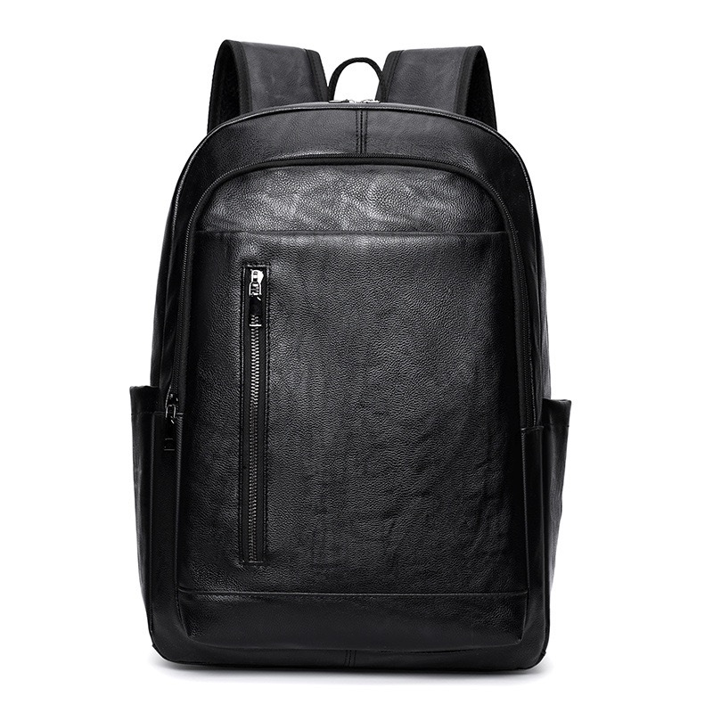 Men Business Backpack Large Capacity Laptop Backpack Waterproof Travel Bag Casual PU Leather School Bag College Student Daypack Minimalist Computer Ba