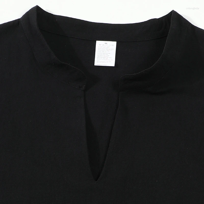 Men' s Casual Shirts Summer Men Cotton Linen Polo Shirt - view 5