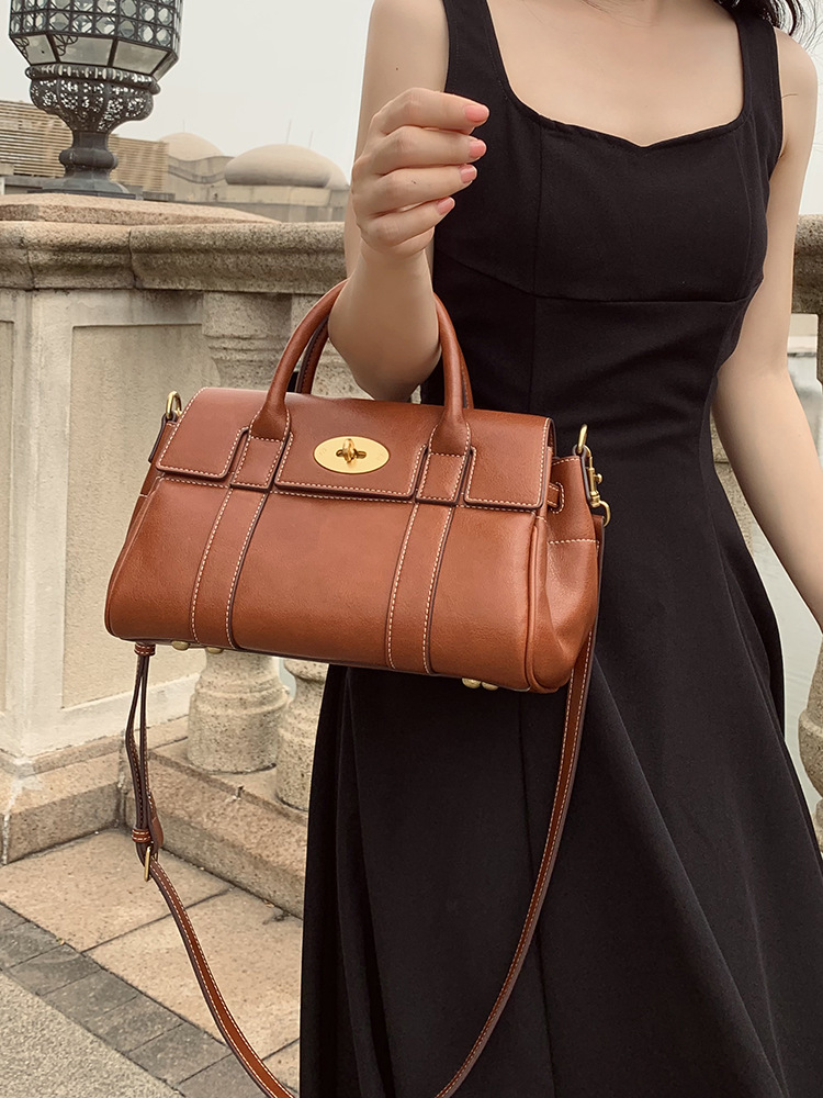New Women Genuine Vegetable Tanned Leather Tote Bag Vintage Retro Work Briefcase Large Capacity Commuter Handbag Minimalist Shoulder Purse - view 3