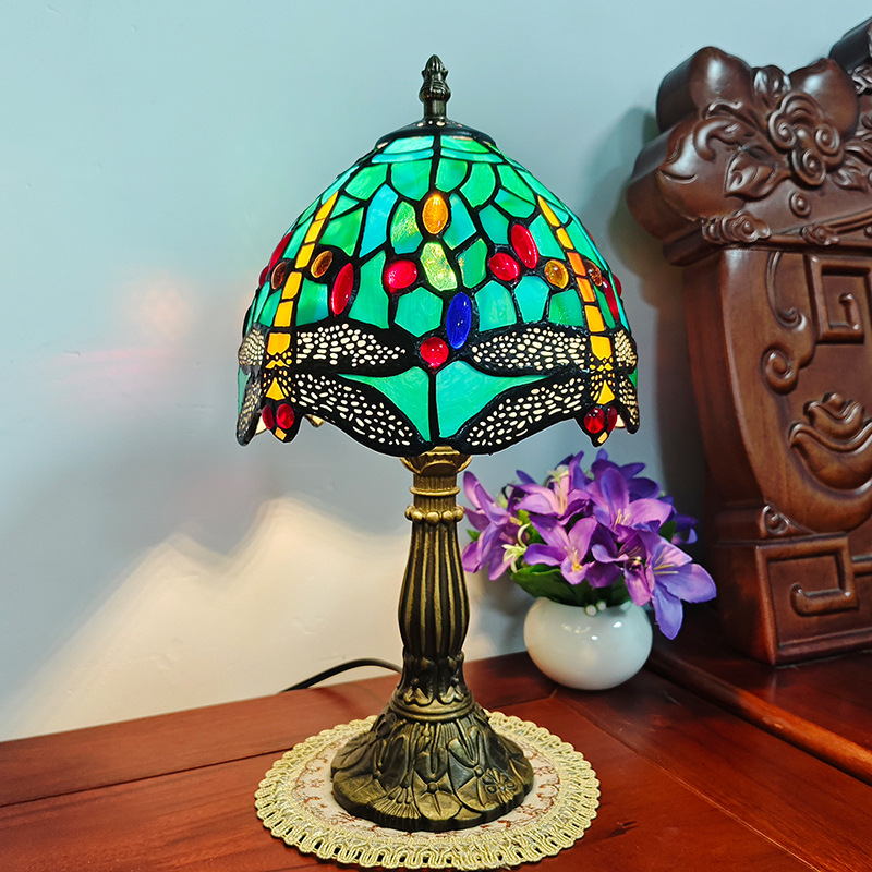 20cm Hand Spliced Glass Decor Lamp Vintage Bedroom Ambient Table Lamp