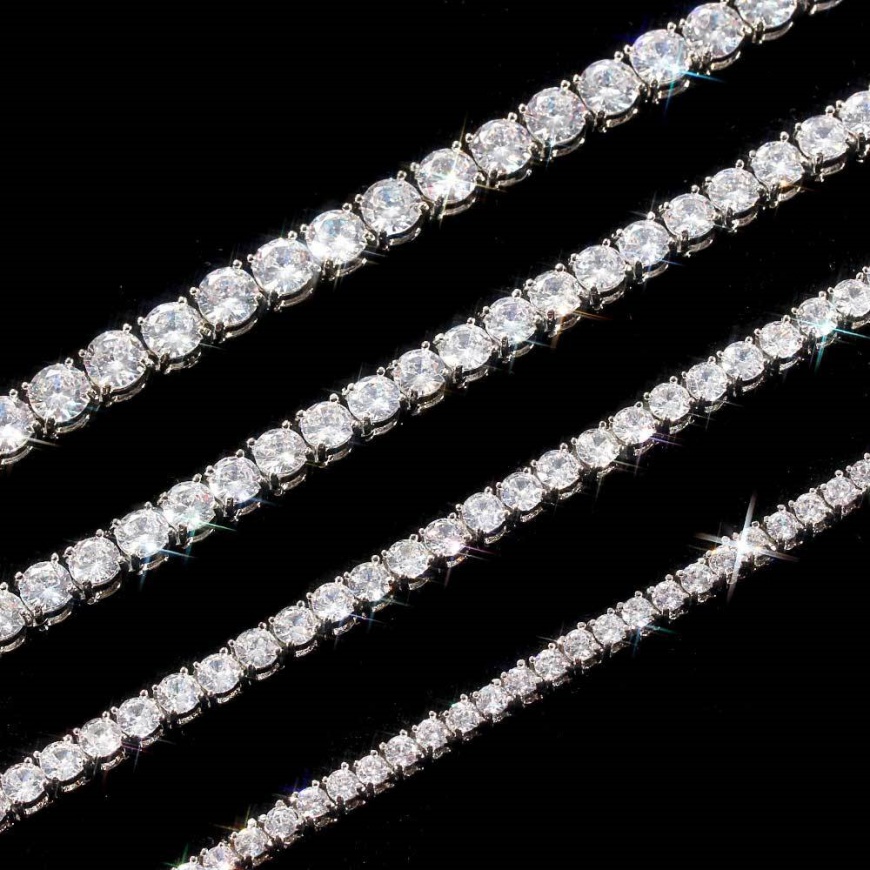 designer necklaces gold moissanite necklace cuban link chains 3mm Hip Hop VVS Moissanite Chain Lab Diamond Tennis Necklace for Men 925 Sterling Silver