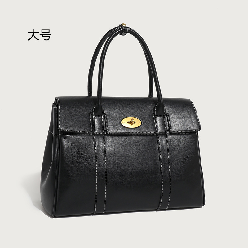 New Women Genuine Vegetable Tanned Leather Tote Bag Vintage Retro Work Briefcase Large Capacity Commuter Handbag Minimalist Shoulder Purse - view 8