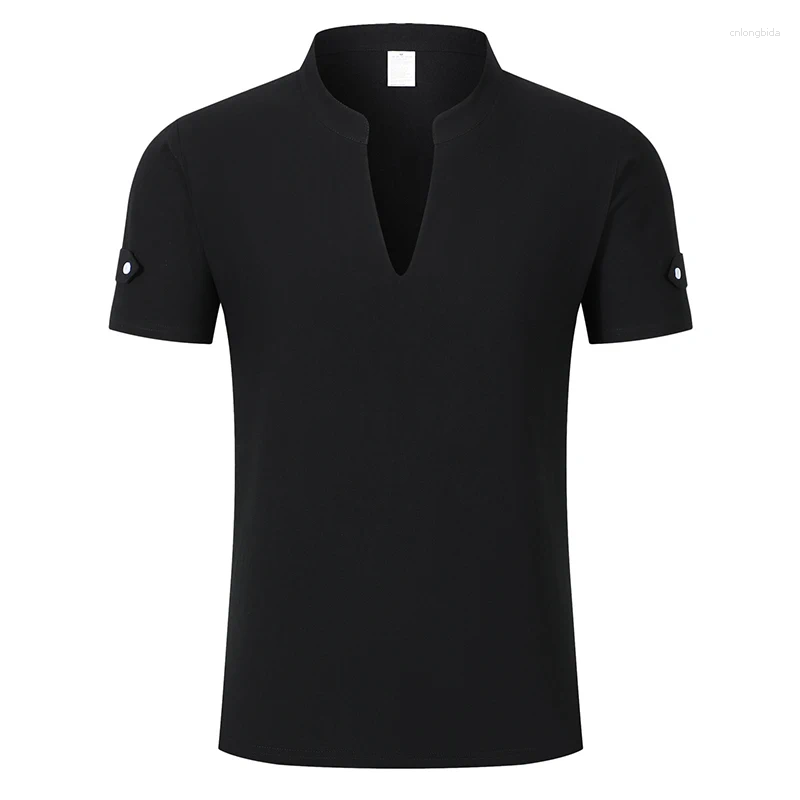 Men' s Casual Shirts Summer Men Cotton Linen Polo Shirt - view 9
