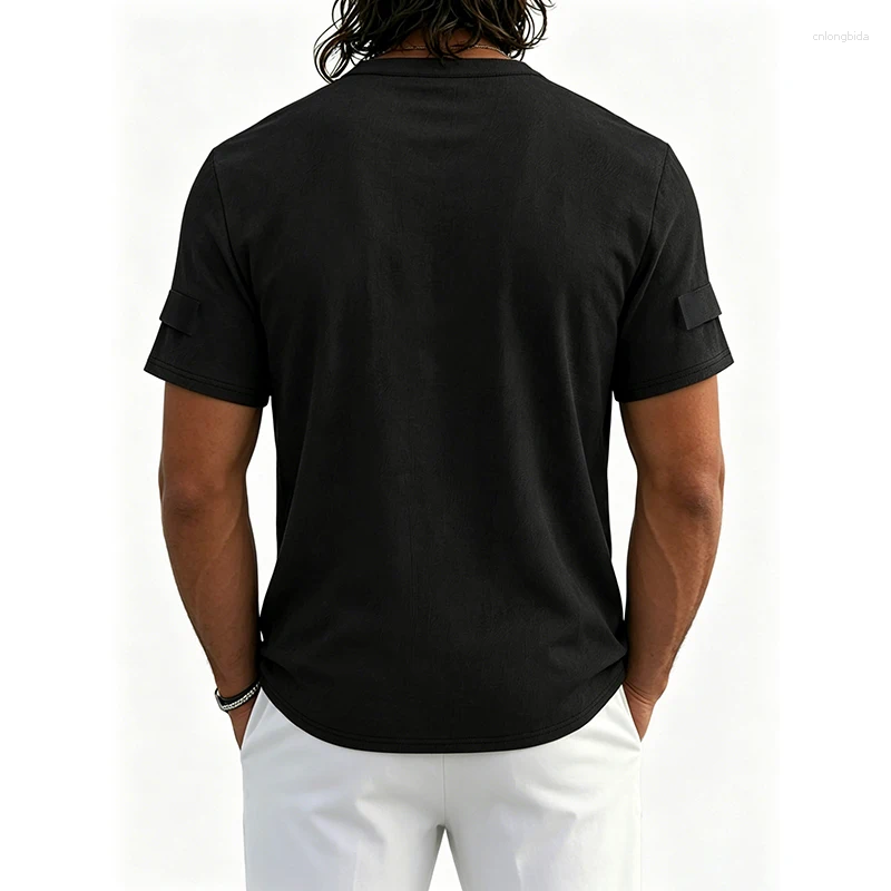 Men' s Casual Shirts Summer Men Cotton Linen Polo Shirt - view 3