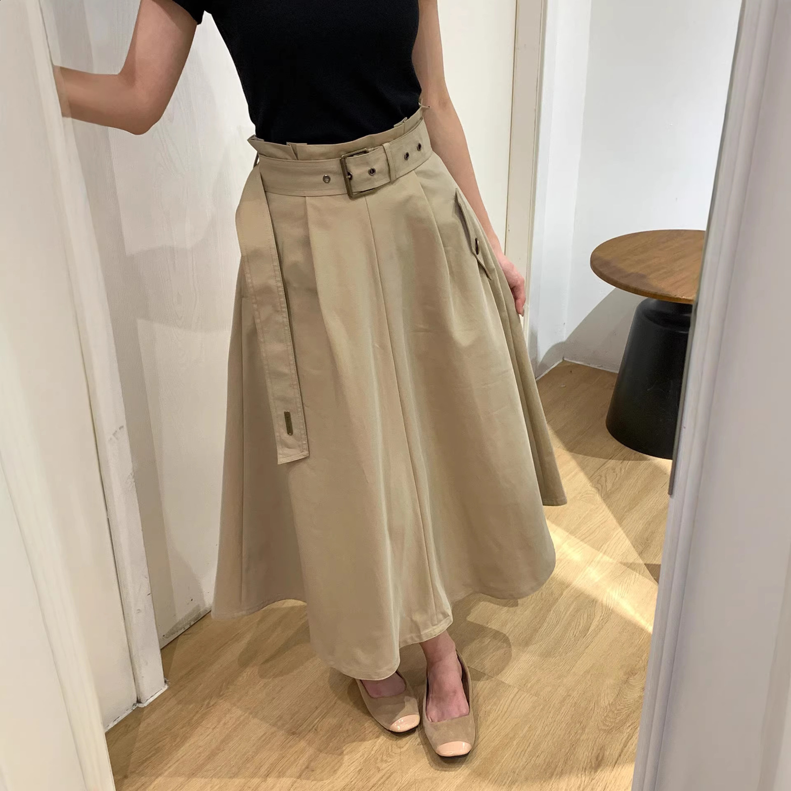 Elegant Patchwork Pleated Split Women Skirts High Waist With Sashes Irregular Hem Casual A-Line Skirt Female Spring 210311