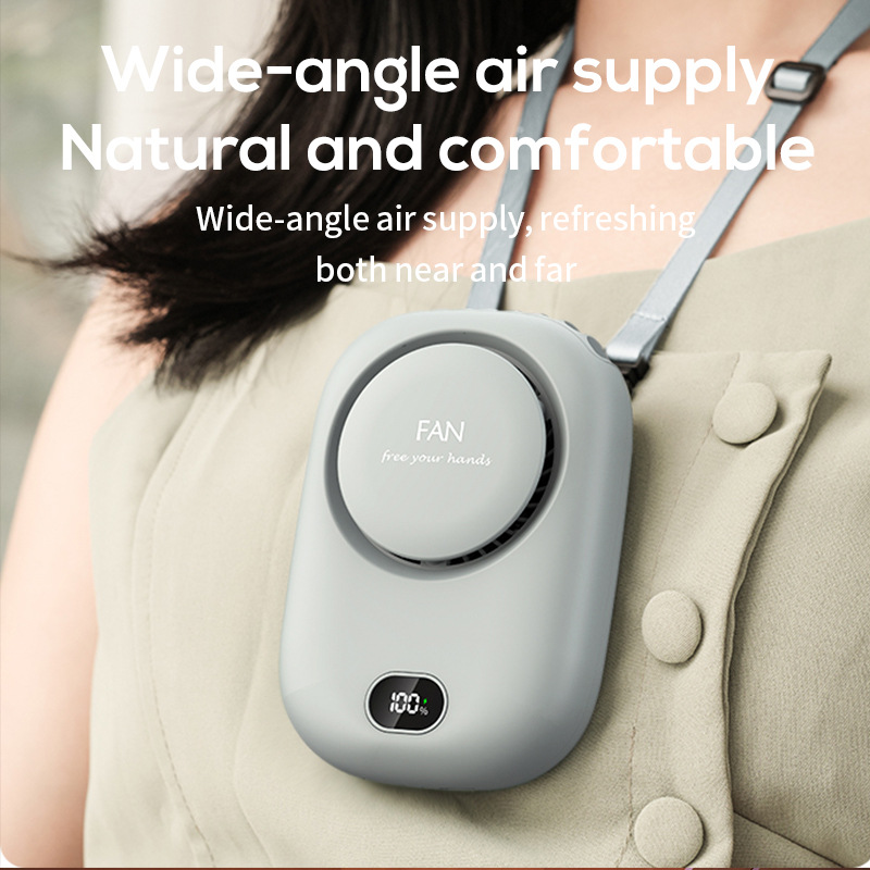 3 In 1 Digital Leafless Neck Fan 1800mAh Waist Desk USB Portable Fan