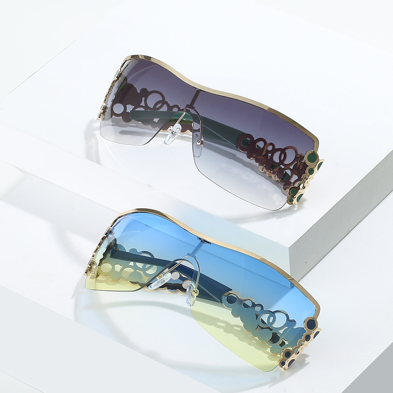 Praising The New Sunglasses, Unique Polka Dot Circle Half-Frame Glasses, Trendy Fashion Sunglasses For Women On Instagram - view 3