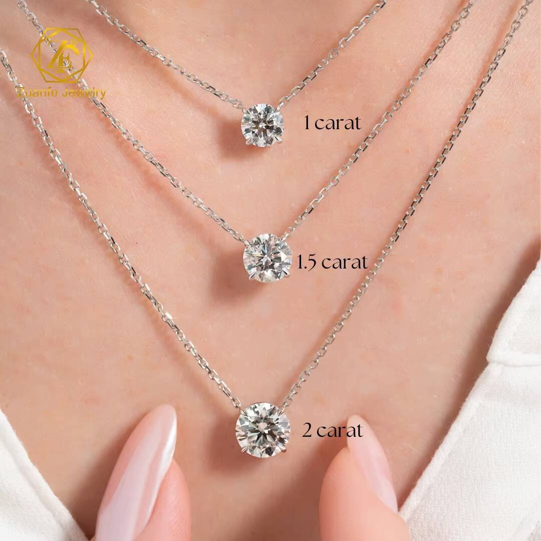 IGI Certificate 14K 18K Solid Gold 1ct 15ct 5ct CVD Pear Round Oval Lab Grown Diamond Solitaire Pendants Necklace Fine Jewelry - view 3