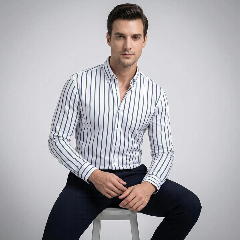 Designer Dress Shirt Men Long Sleeve Shirts High Four Way Stretch Elastic Turn Down Collar Slim Fit Business Formal Casual Daily Wear Mens Dress Shirt