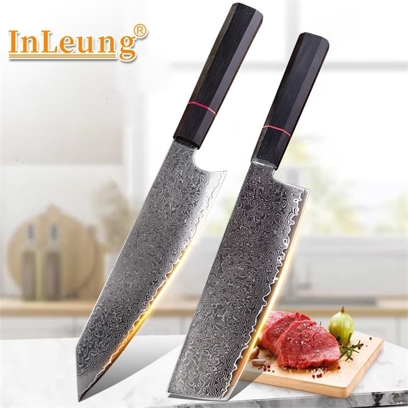 Damascus Steel Kitchen Knife Chef Knife Combination Set professional VG10 Sharp Japanese Knife Fruit Fish knife Cooking Tools 260624CJ