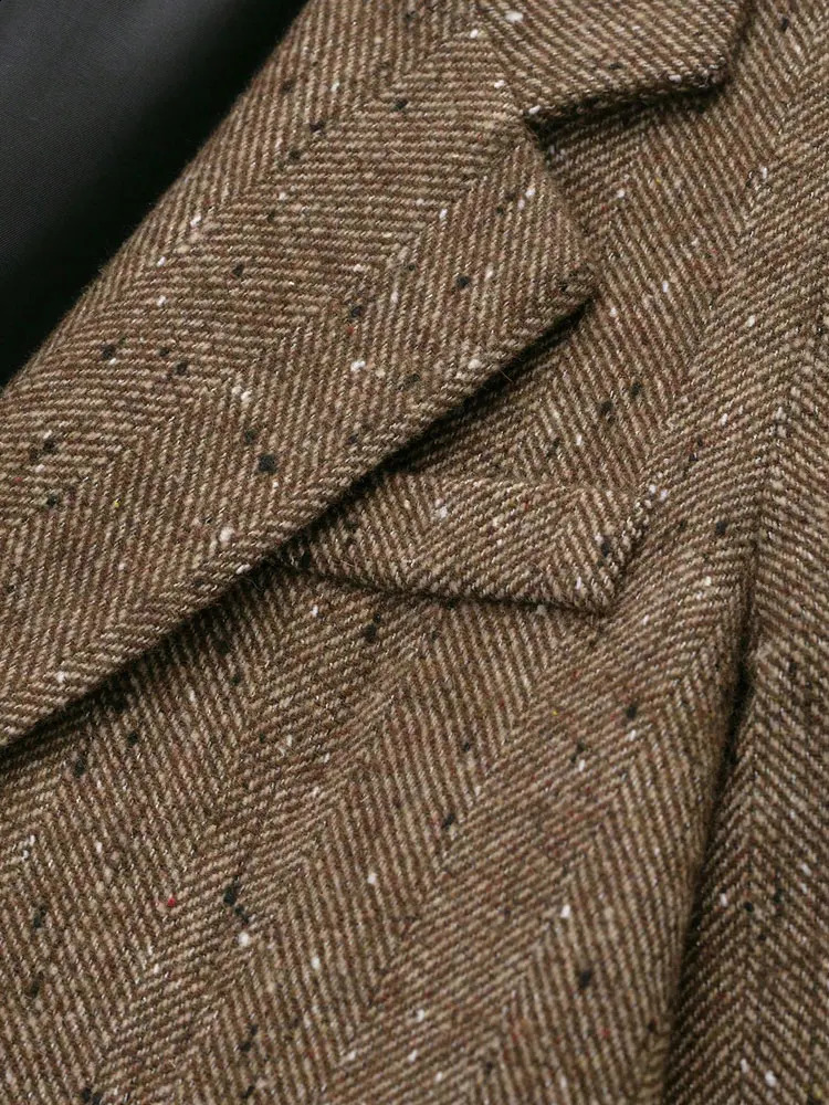 Womens Fashion Tweed Blazer Coat Long Sleeve Front Button Chic Outerwear Top 260625 - view 4