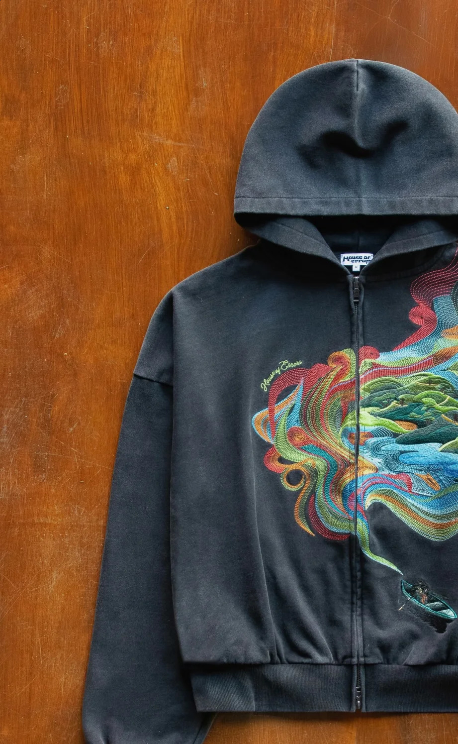 Y2K Men Hip Hop TESHIGA Pattern Embroidered Zipper Hoodie Warm Baggy Straight Tube Sweatshirt Streetwear Hip Hop Retro Hoodie 260625 - view 4