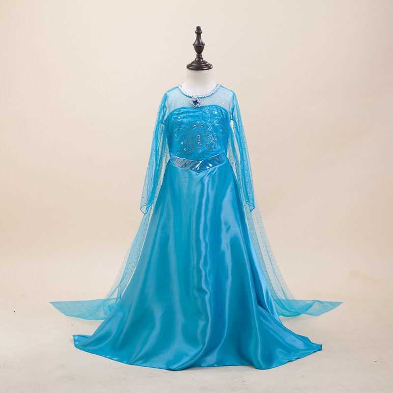 Disney Elsa princess dress with cape girls long-sleeved dress childrens performance gown Elsa long dress with crown set L260630