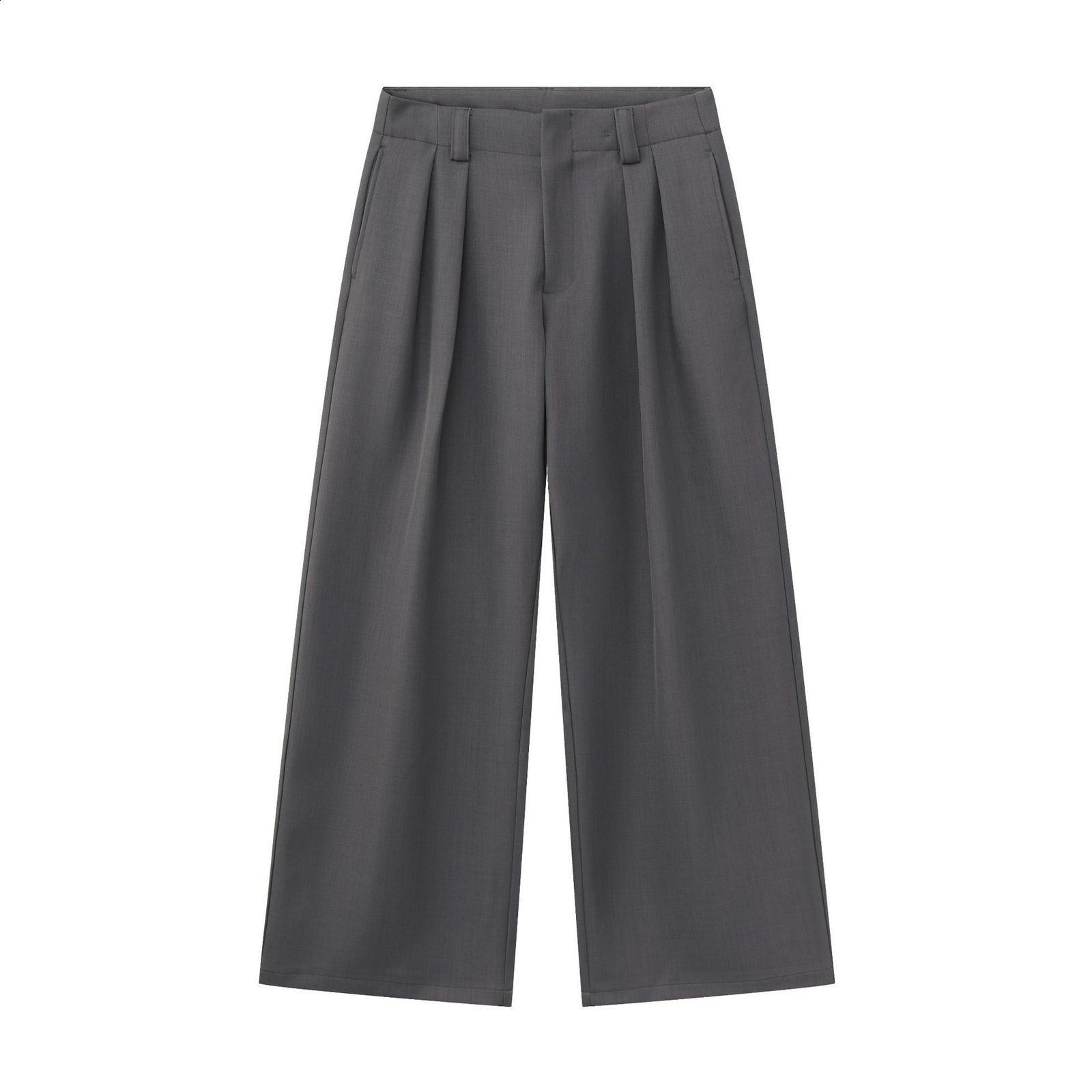 Spring Autumn Long Loose Casual Baggy Flowy Soft Black Pleated Wide Leg Pants Men Clothing 250220