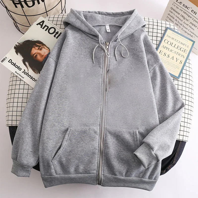 Black Zip Up Hoodie Unisex Casual Street Style Sweatshirt Basic Solid Color Hooded Top for All-Match Outfits 260625 - view 4
