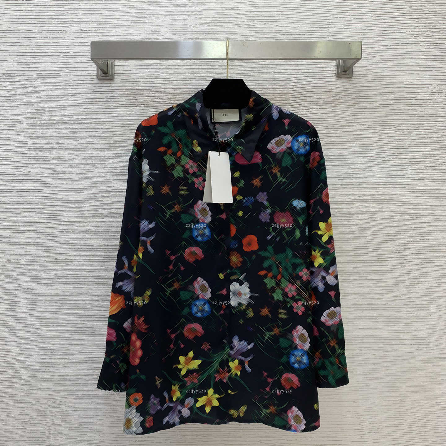 Brand lapel women shirt autumn lady coat women designer clothes floral printed loose long sleeved shirt A136X03N069