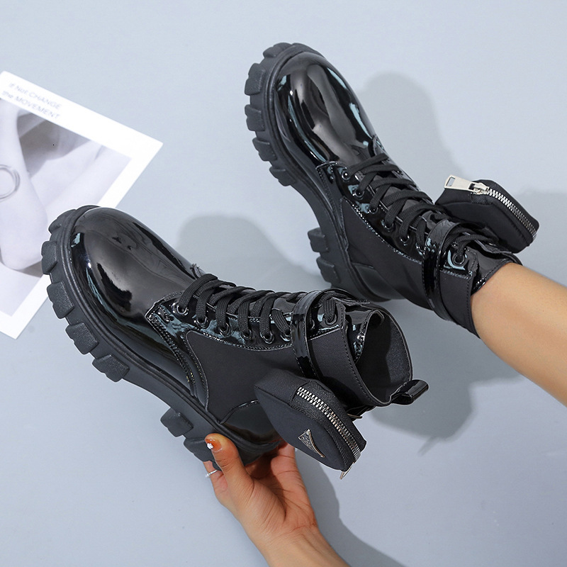 Designer shoe Foreign Trade Plus Size 2026 New Lace-Up Round Toe Thick-Soled Short British Style Fashion Boots for Women - view 4