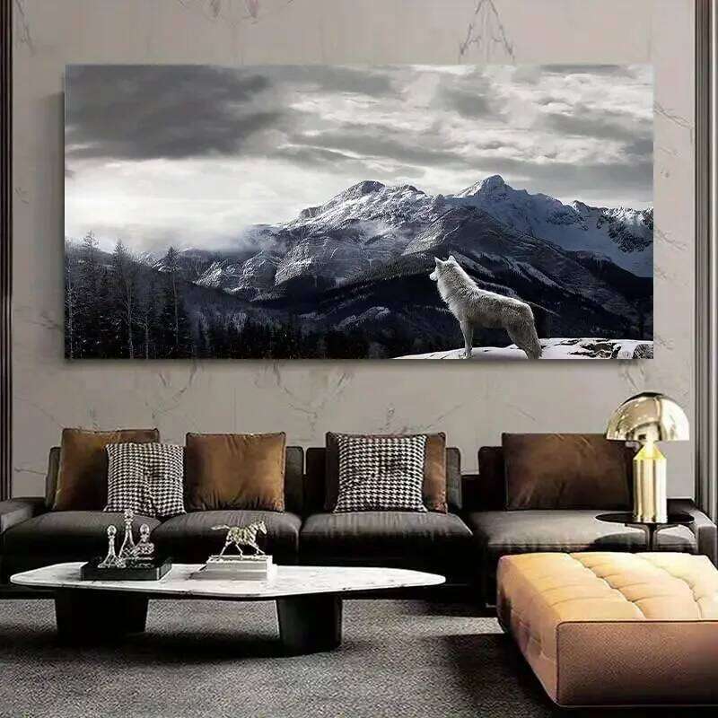 1pc Canvas Poster, Modern Art, Snow Mountain Wolf Poster Picture, Ideal Gift For Bedroom Living Room Corridor, Wall Art 26Y0630 - view 3
