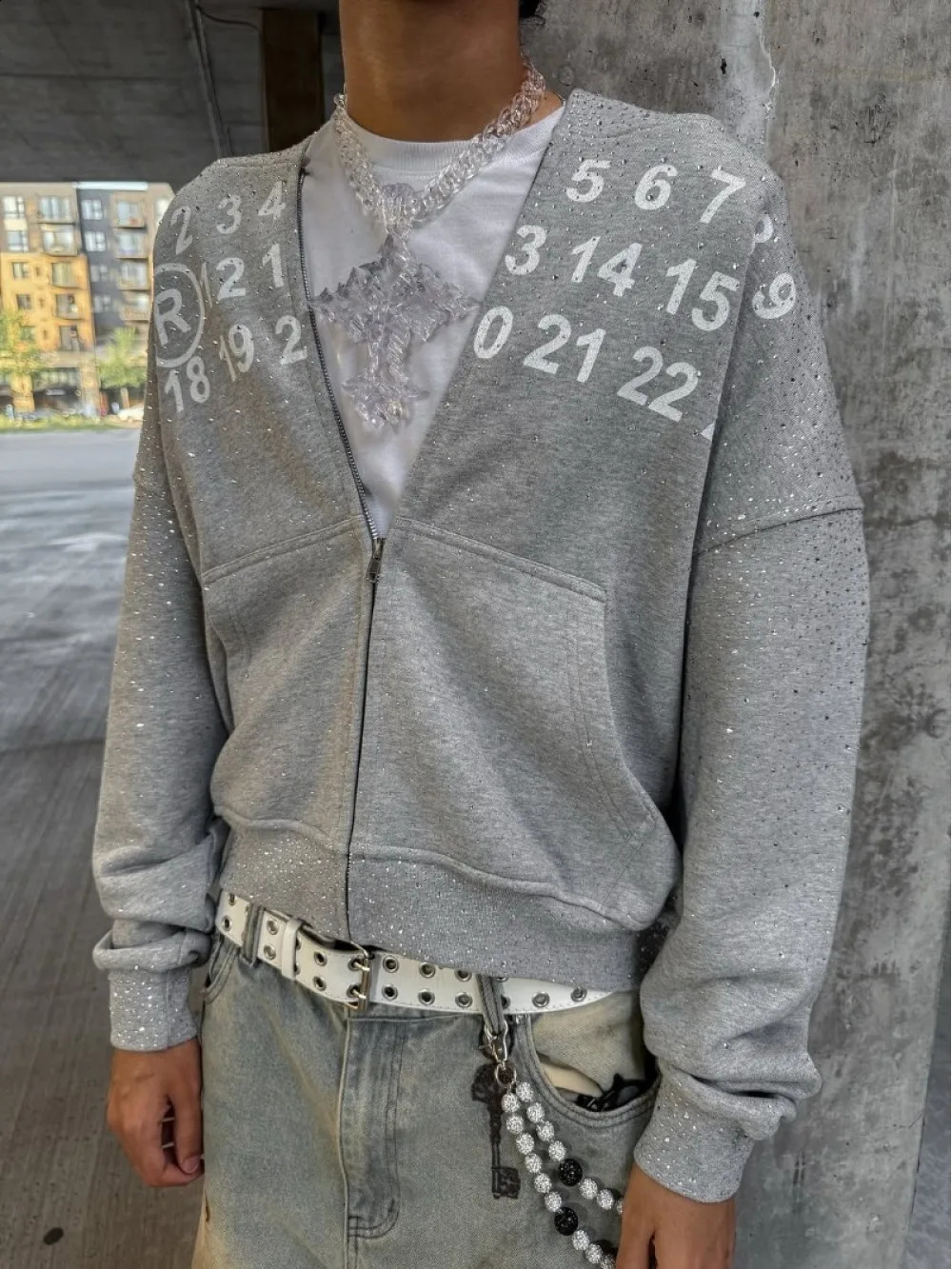 2026 Autumn American High Street Sparkling Diamond Starry Sky Digital Printed Zipper Hoodie Fashion Trendy Punk Y2K Niche 260625 - view 3