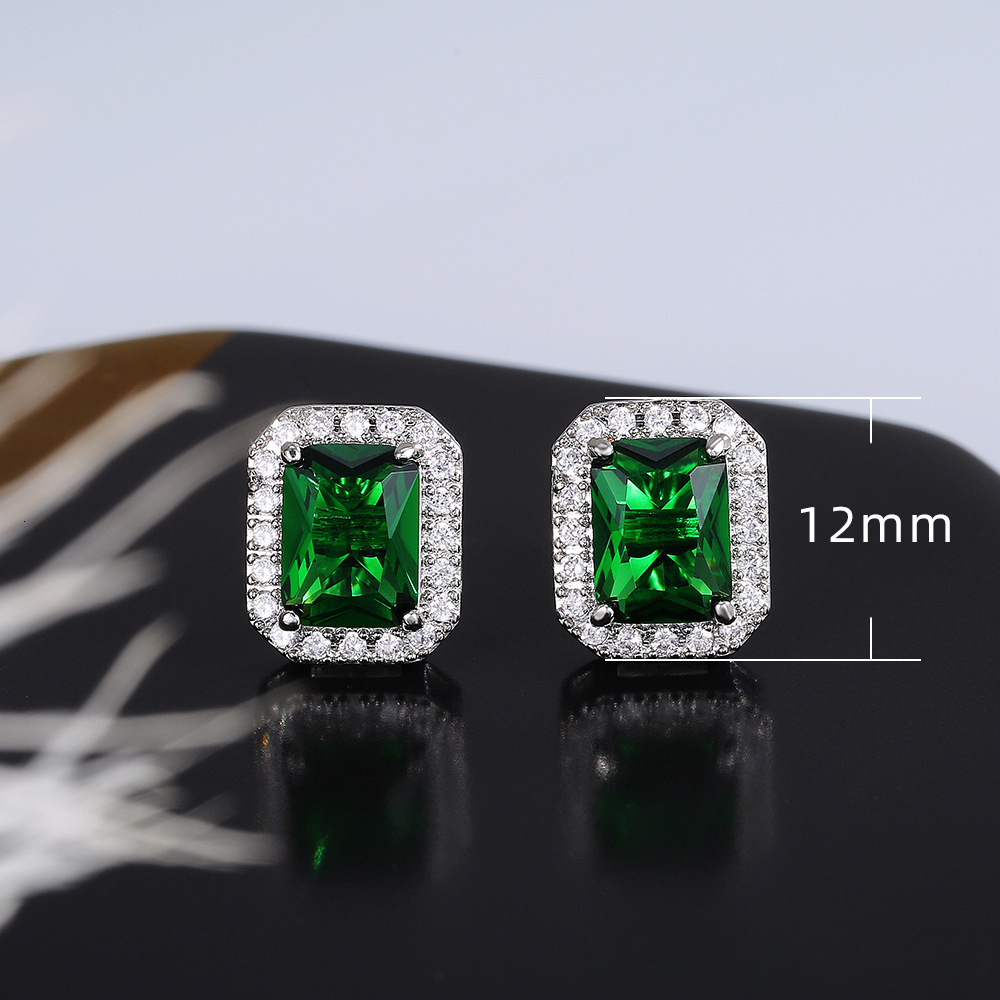Earrings Vintage Exquisite Square Women's Earrings Fashionable With Green Zircon Earrings Wholesale Of Fashionable Accessories Jewlery Designer F - view 6