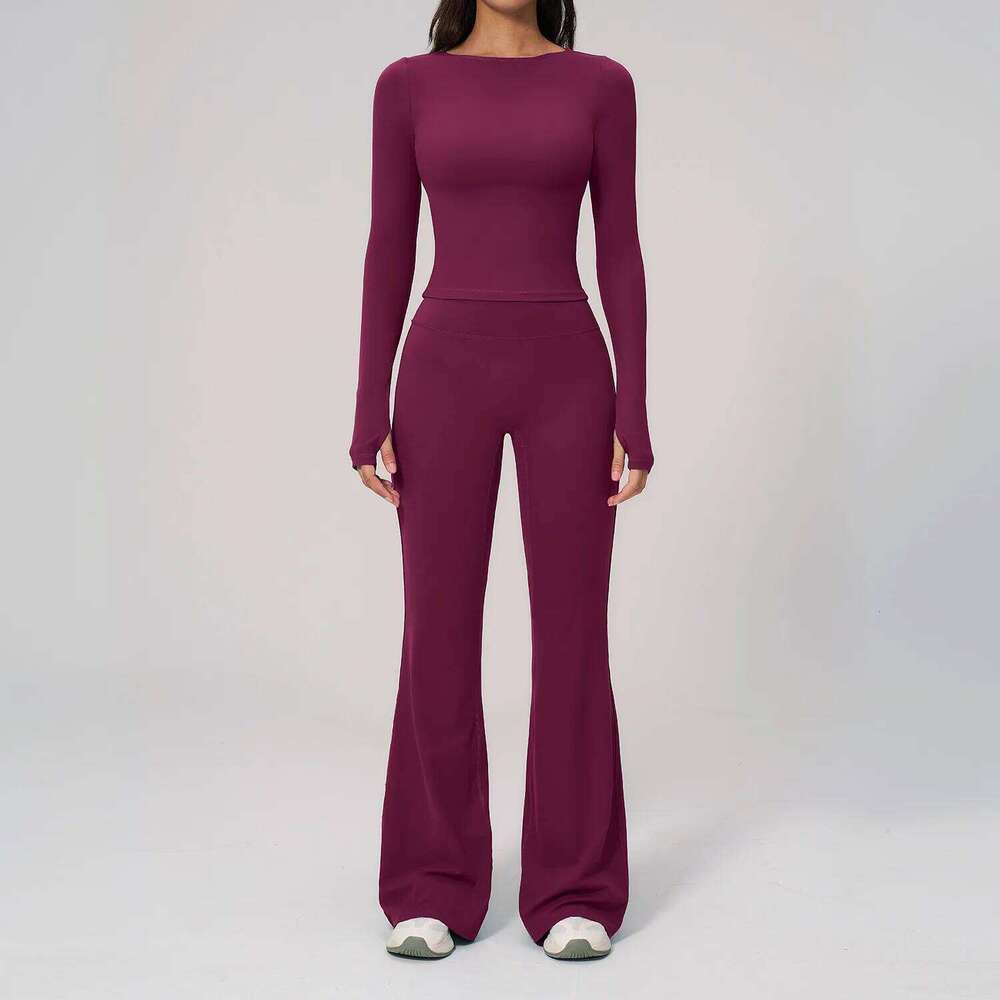 Yoga Set 2PCS Women Tracksuit Sportswear Workout Clothes Athletic Wear Gym Clothing Legging Fitness Top Long Sleeve Sports Suits 26Y0630 - view 3