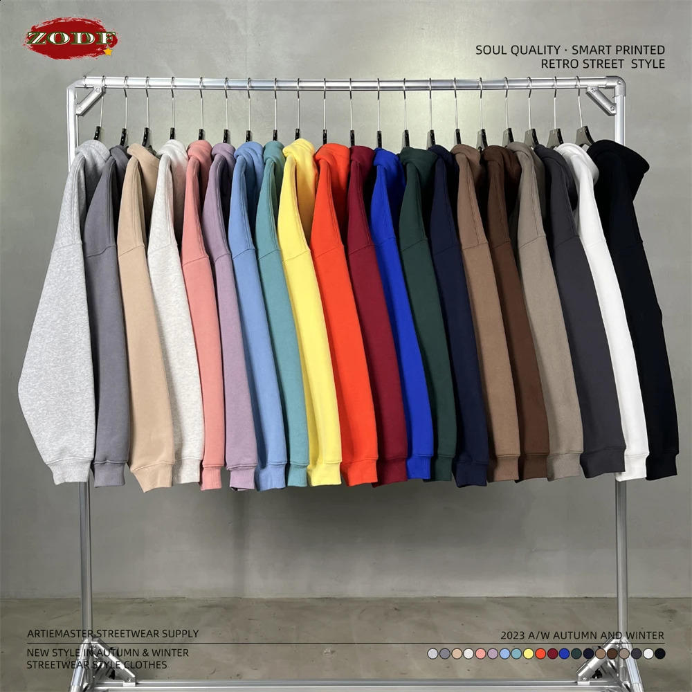 ZODF Thick 350gsm Fleece Hooded Hoodies For Men Unisex Winter Oversized Loose Basic Solid Sweatshirts Pullovers Coats HY0631 260625 - view 7