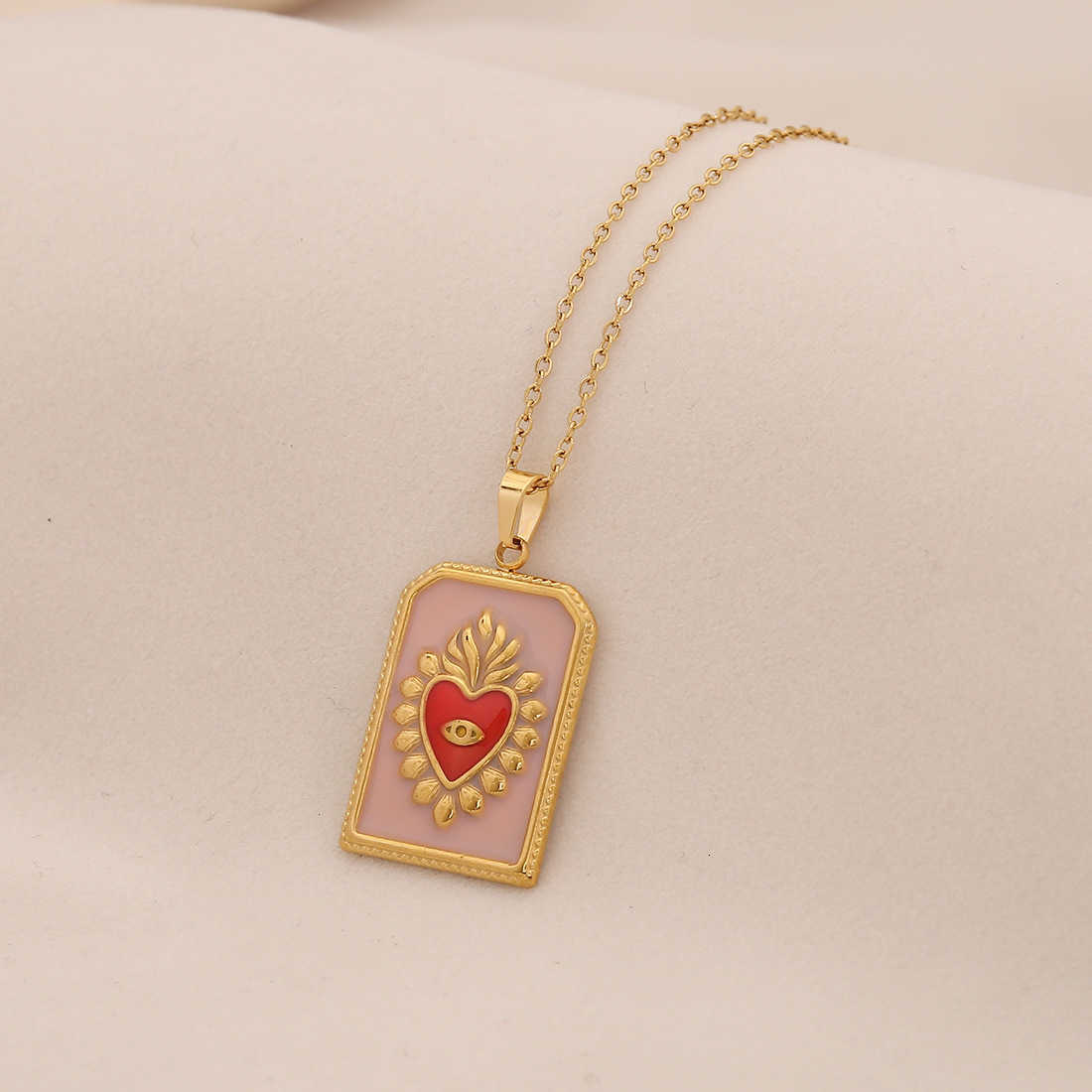Retro Tarot Card Pendant Necklace - Heart-shaped Fish - Stainless Steel Earrings - European Jewelry X260630