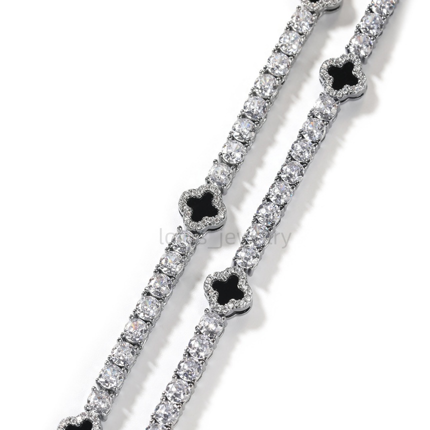 women necklace luxury jewelry necklaces 925 Sterling Silver Diamond VVS Moissanite Tennis Bracelet Fashionable Hip Hop Iced out Clover Necklace gold chain