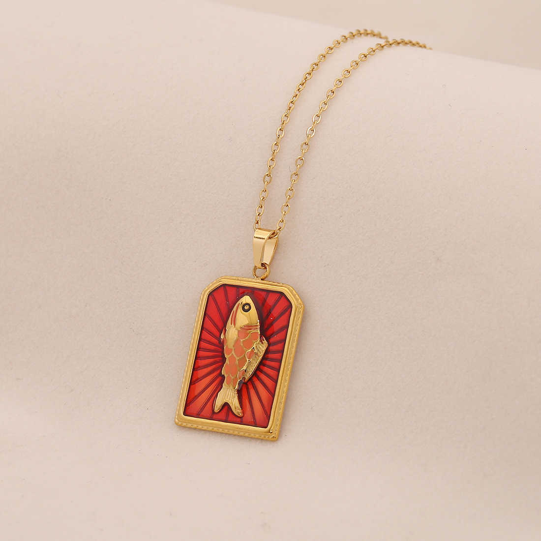 Retro Tarot Card Pendant Necklace - Heart-shaped Fish - Stainless Steel Earrings - European Jewelry X260630