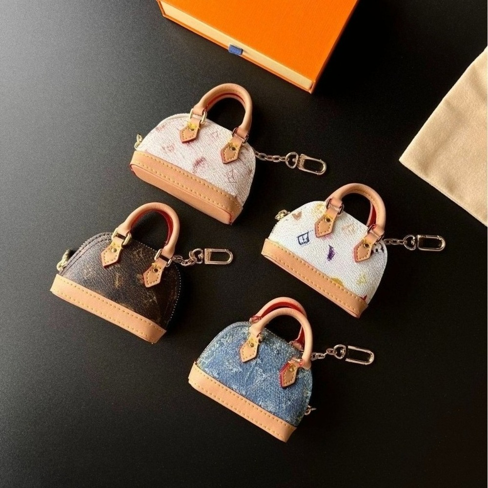 Luxury Mini Dome Handbag Keychain Designer Bag Charm Leather Mini Coin Purse Key Ring Car Key Holder Bag Pendant Premium Quality Gift for Women