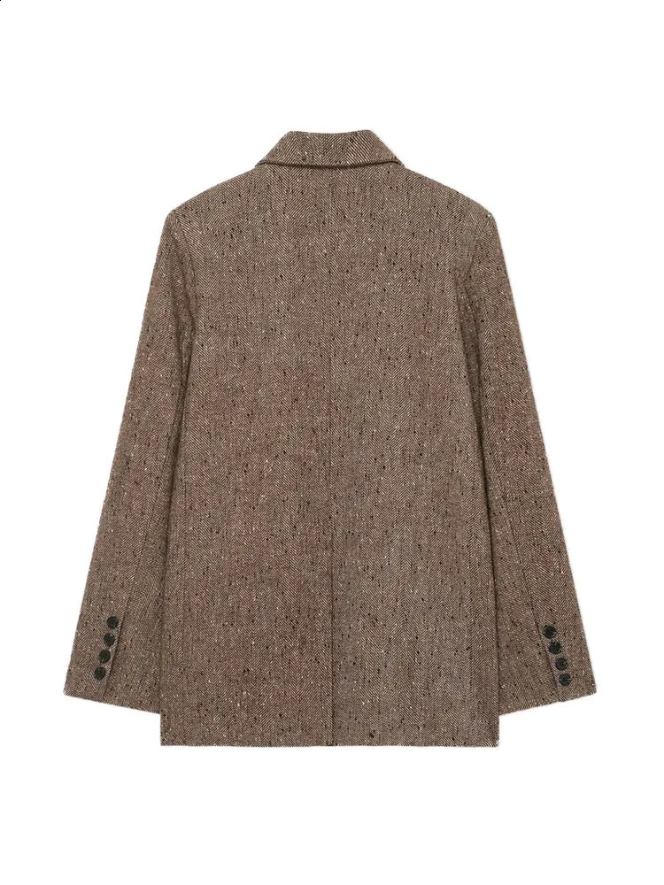 Womens Fashion Tweed Blazer Coat Long Sleeve Front Button Chic Outerwear Top 260625 - view 3