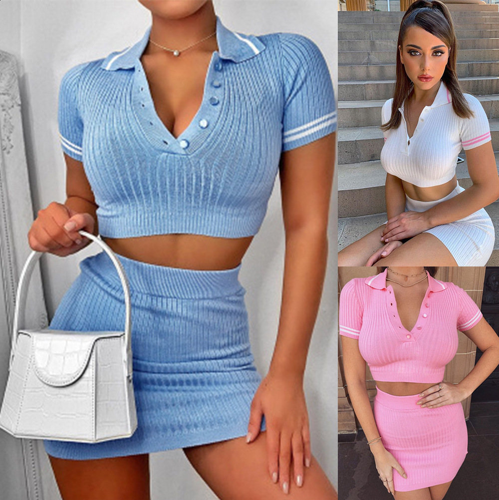 Sexy ultra-thin two-piece womens cut tight sweater bag Hip knitted mini skirt set Trendy Streetwear Spring 250220