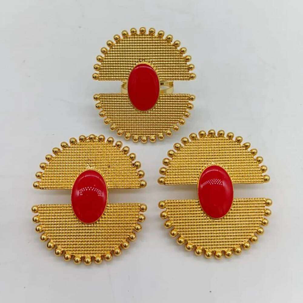 Gold Plated Geometric Ear Clips Set for Women Copper Jewellery Party Wedding Gifts Colored Earrings Ring Jewelry - view 4